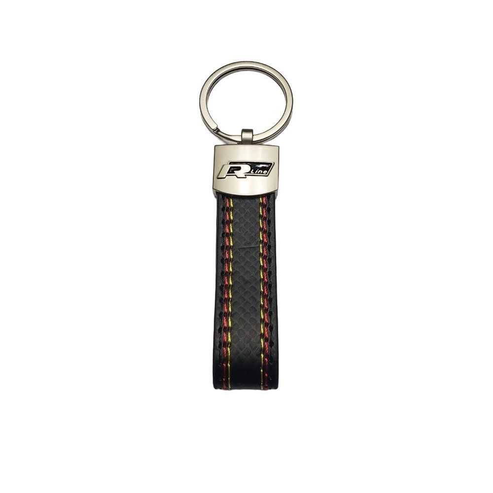 Leather Keychain for VW R-line 3D Logo Stitches